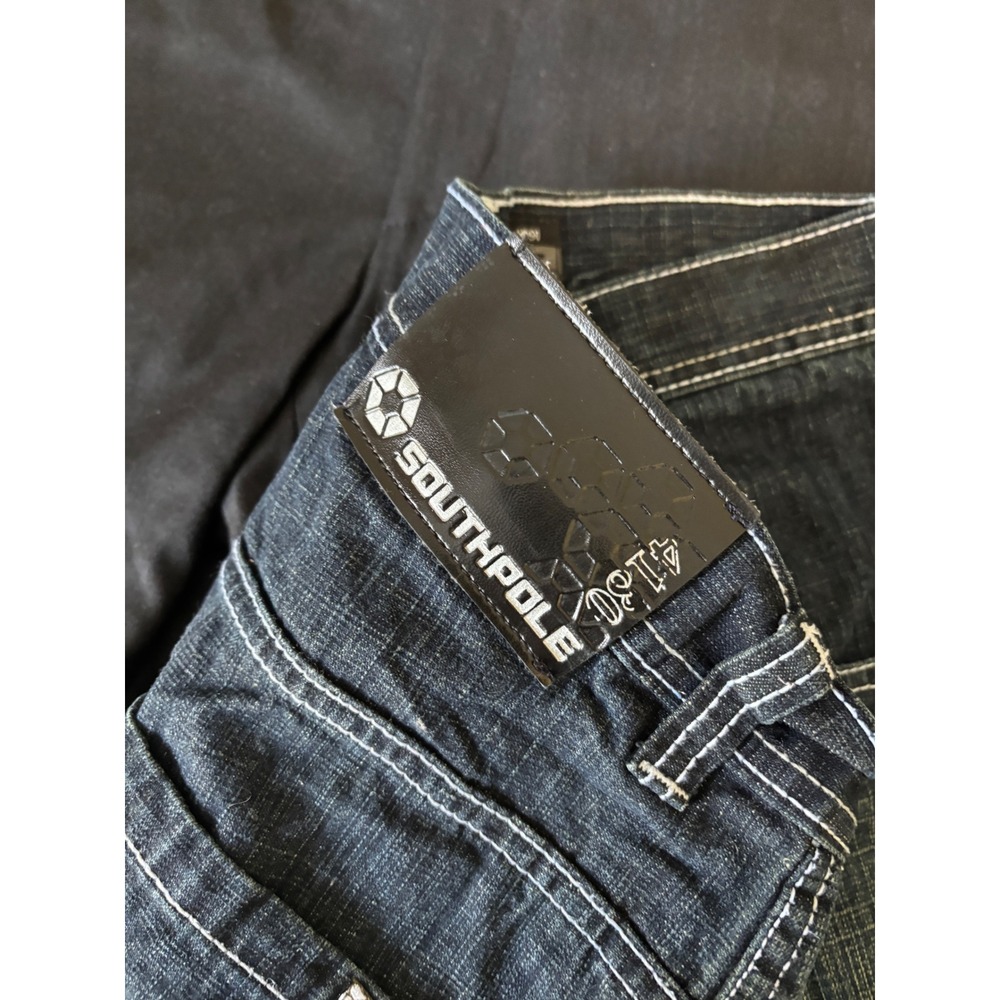 Vintage Southpole 4130 Baggy Wide Leg Jeans Mens 32x31 Dark Wash Y2K Skater - Picture 3 of 8